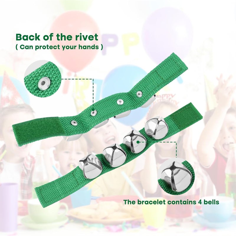 NACHLYNN 8 Pcs Christmas Wrist Bells Bracelet Sleigh Jingle Bells Suitable for Party Musical Instrument Birthday Favors (Assorted Colors) - Image 4